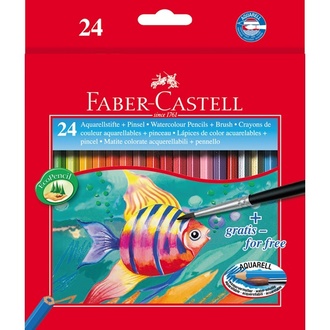 Papírenské zboží - Pastelky Akvarelové pap.krabička 24ks + štěteček Faber Castell 114425
