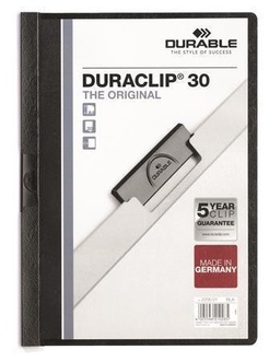 Papírenské zboží - Desky s rychlovazačem "DURACLIP® 30", černá, s klipem, A4, DURABLE
