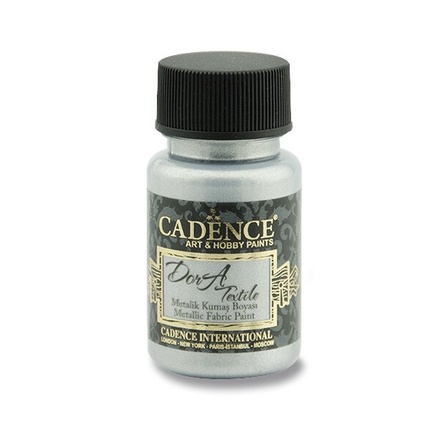 Papírenské zboží - Textilní barva Cadence Dora Textile, met. stříbrná, 50 ml