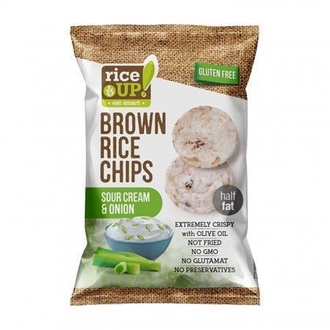 Papírenské zboží - Rýžové chipsy, smetana s cibulí, 60 g, RICE UP