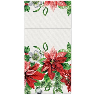 Papírenské zboží - Ubrousky na příbory PAW AIRLAID 40x40 cm Glory Poinsettia [25 ks]