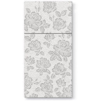 Papírenské zboží - Ubrousky na příbory PAW AIRLAID 40x40cm Subtle Roses Silver [25 ks]