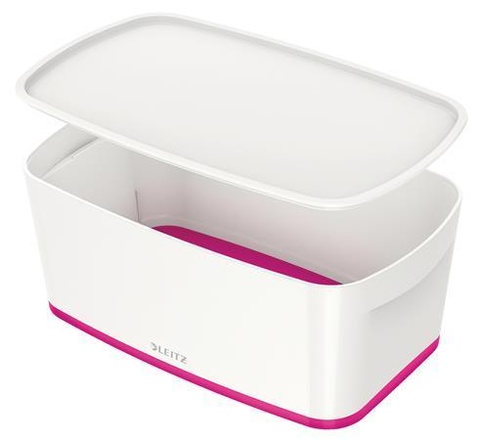 Papírenské zboží - Úložný box s víkem "MyBox", bílá-růžová, malý, LEITZ