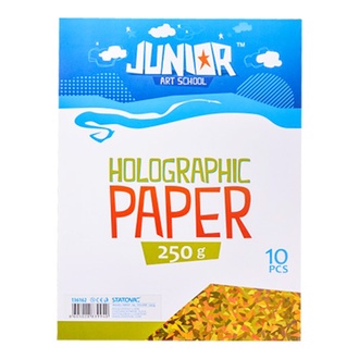 Papírenské zboží - Dekorační papír A4 10 ks žlutý holografický 250 g
