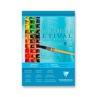 Papírenské zboží - Akvarelový blok Clairefontaine Etival Cold Pressed - A5, 10 listů, 200 g