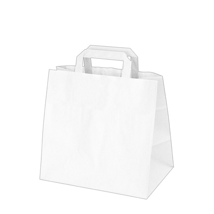Papírenské zboží - Papírové tašky 32+21 x 33 cm bílé [50 ks]