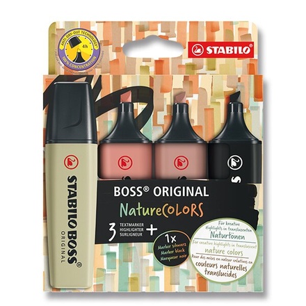 Papírenské zboží - Zvýrazňovač Stabilo Boss Original Nature Colors sada, 4 barev