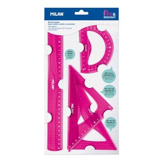 Papírenské zboží - Sada pravítek MILAN "FLEX" ohebná, růžová