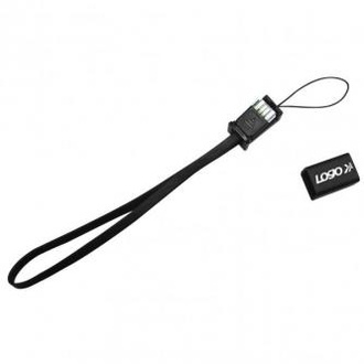 Papírenské zboží - Kabel USB (2.0), USB A M- USB micro M, 0.3m, černý, Logo, poutko na mobil