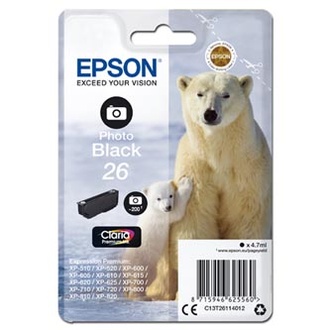 Papírenské zboží - Epson originální ink C13T26114012, T261140, photo black, 4,7ml, Epson Expression Premium
