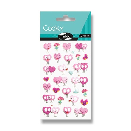 Papírenské zboží - Samolepky Maildor 3D Cooky Zamilovaná srdíčka