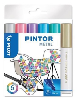 Papírenské zboží - Set dekorativních popisovačů "Pintor M", metalická, 6 barev, 1,4 mm, PILOT
