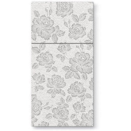 Papírenské zboží - Ubrousky na příbory PAW AIRLAID 40x40cm Subtle Roses Silver [25 ks]