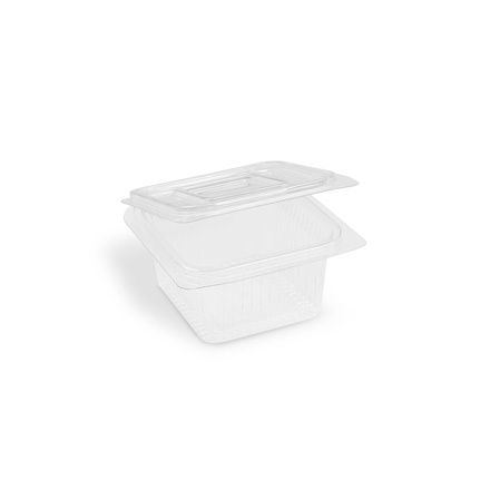 Papírenské zboží - Miska (rPET) s víčkem hranatá průhledná 375ml [50 ks]