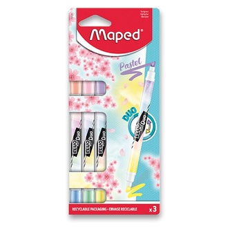 Papírenské zboží - Zvýrazňovač Maped Fluo Peps Duo Pastel sada, 3 ks