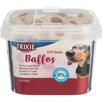 Papírenské zboží - Soft Snack BAFFOS mini kolečka hovězí, dršťky, plastový kelímek 140 g 
