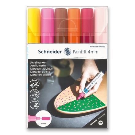 Papírenské zboží - Akrylový popisovač Schneider Paint-It 320 souprava V3, 6 barev