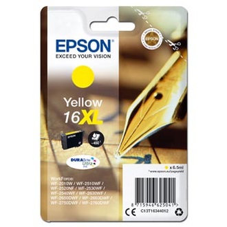 Papírenské zboží - Epson originální ink C13T16344012, T163440, 16XL, yellow, 6.5ml, Epson WorkForce WF-2540W