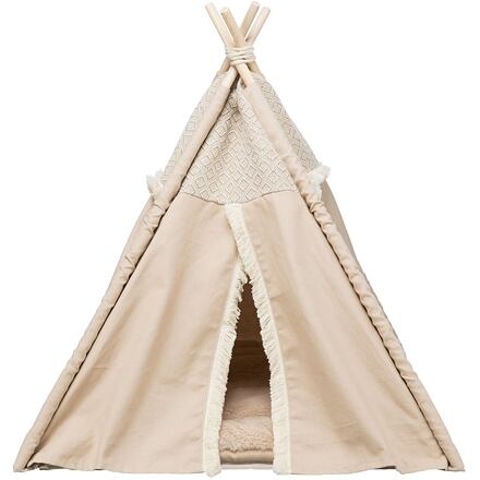 Papírenské zboží - Teepee BOHO s polštářem, 55 x 65 x 44 cm, bavlna, béžová 