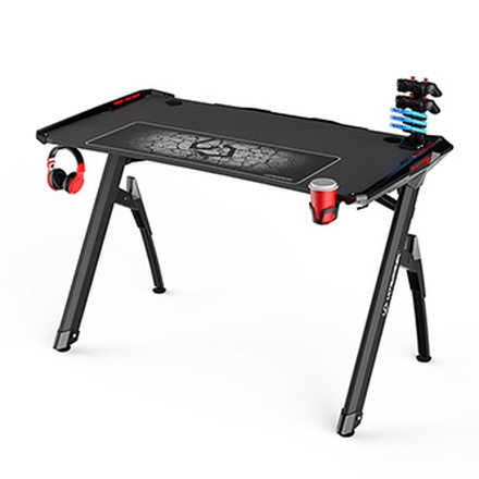 Papírenské zboží - ULTRADESK Herní stůl INVADER - BLACK, 120x64 cm, 75 cm, podsvícený, s XL podložkou pod my