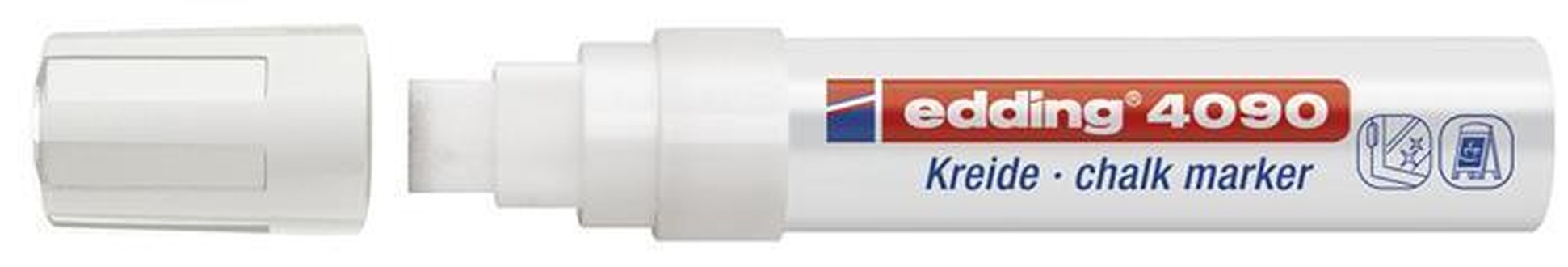 Papírenské zboží - Křídový popisovač "4090", bílá, 4-15mm, klínový hrot, EDDING
