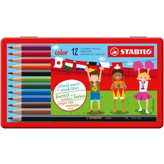 Papírenské zboží - Pastelky STABILO color,sada 12 ks v kovovém pouzdru